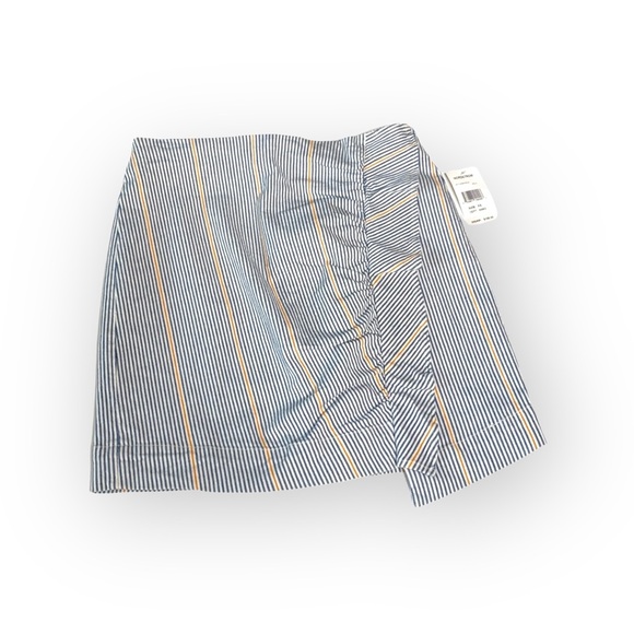 new 3x1 ᯾ Jane Ruffle Stretch Denim Mini Skirt ᯾ Blue Ticking Stripe ᯾ XS ᯾ Chic - Picture 8 of 16